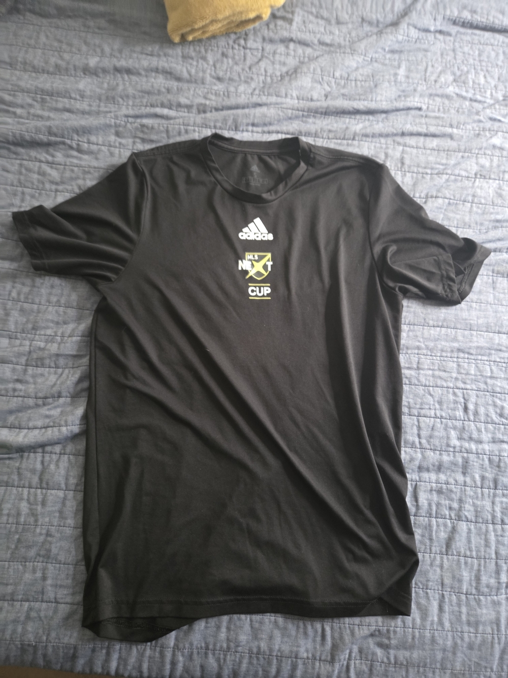 adidas Black MLS Next Cup Logo Tee with White and Yellow Accents